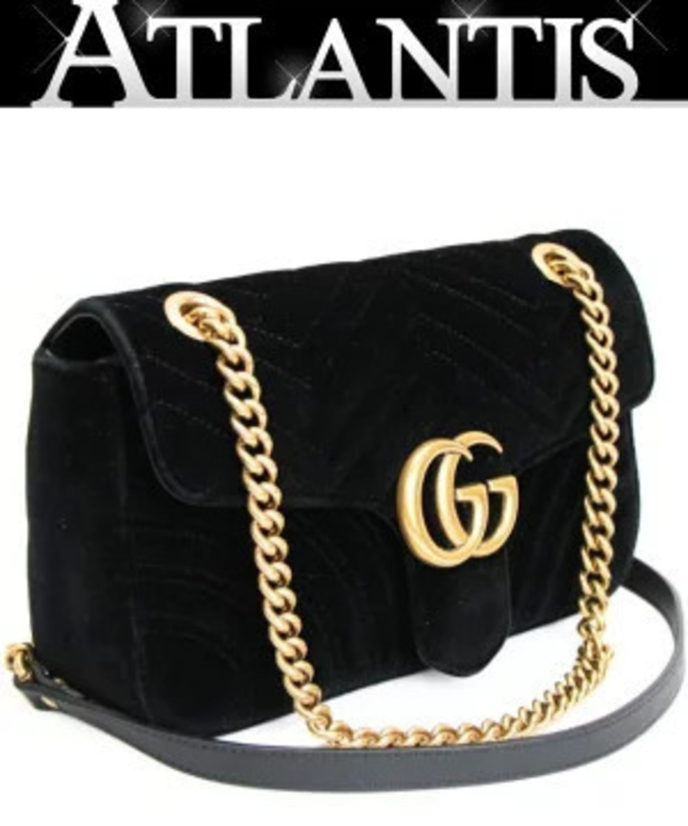 Gucci GG Marmont quilted chain shoulder bag velour black